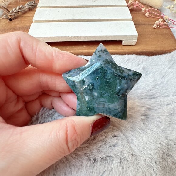 Beautiful Small Moss Agate Heart - Picture 1 of 6